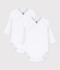 Lot de bodies croisés manches longues bébé en coton uni