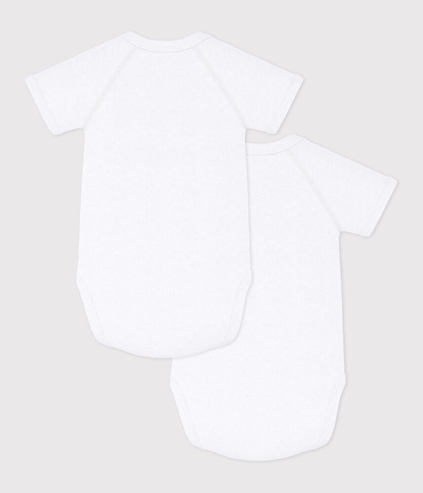 Lot de bodies croisés manches courtes bébé en coton uni