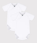 Lot de bodies croisés manches courtes bébé en coton uni