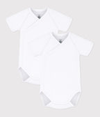 Lot de bodies croisés manches courtes bébé en coton uni