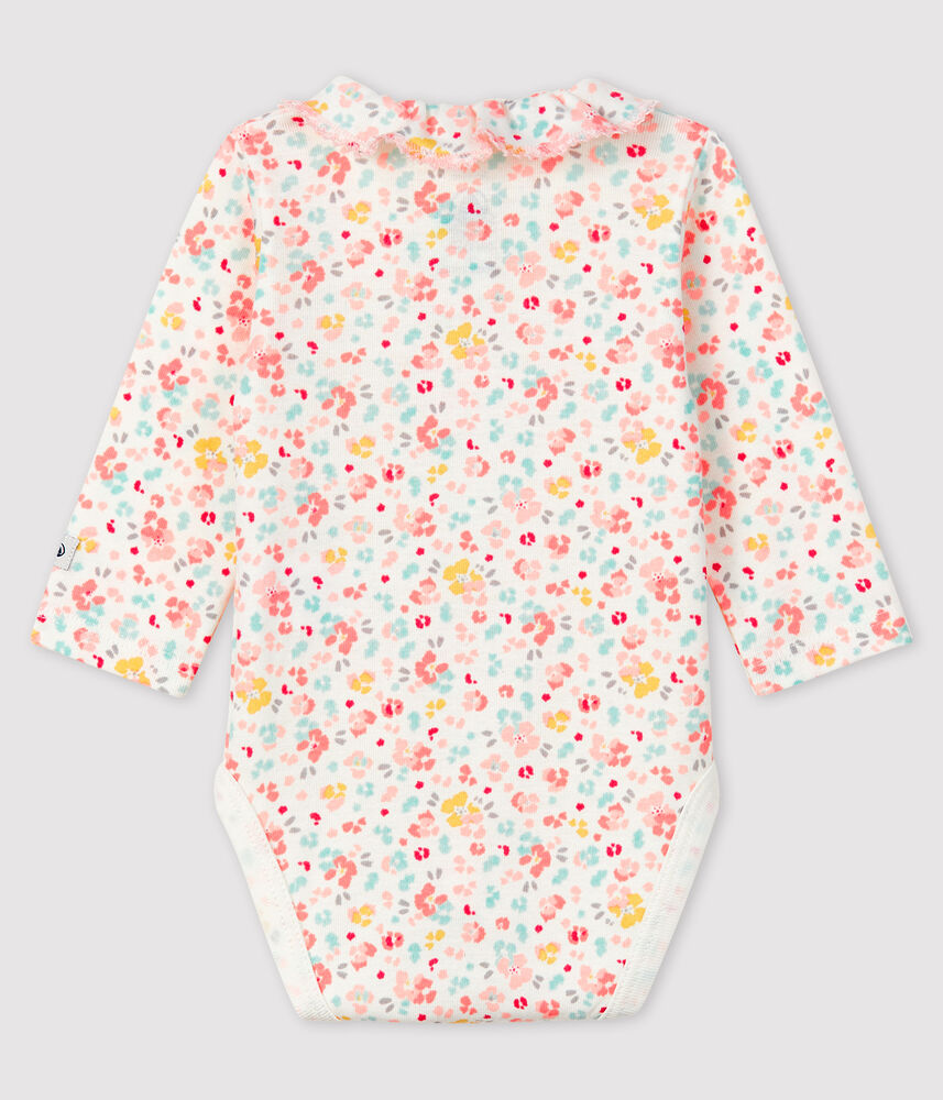 Body fleuri à col bébé fille en côte