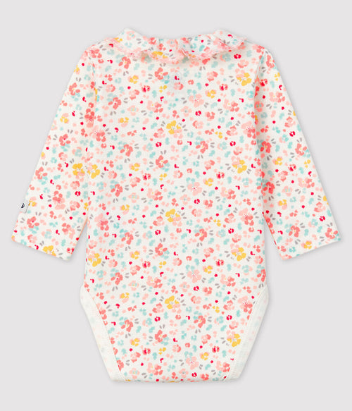 Body fleuri à col bébé fille en côte