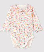 Body fleuri à col bébé fille en côte