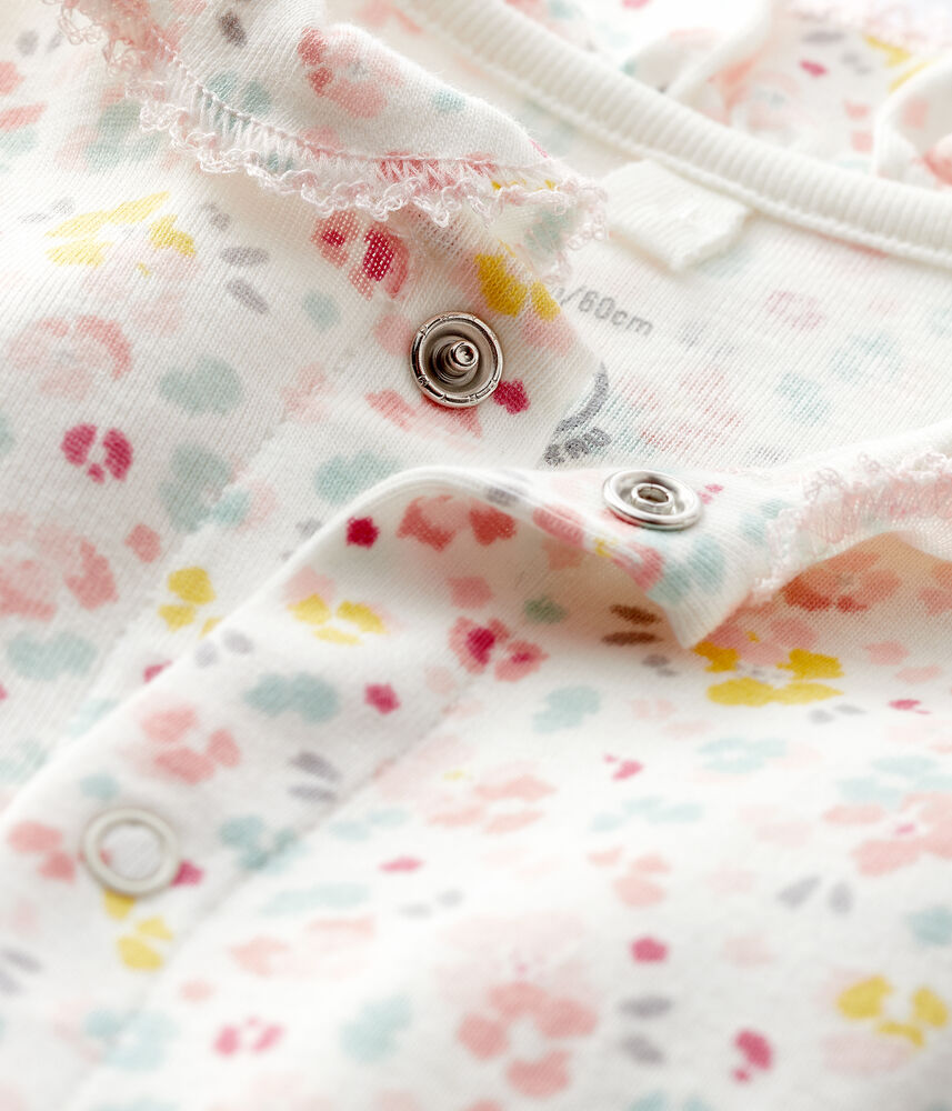 Body fleuri à col bébé fille en côte