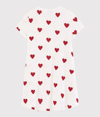 Chemise de nuit enfant en coton imprimé cœurs