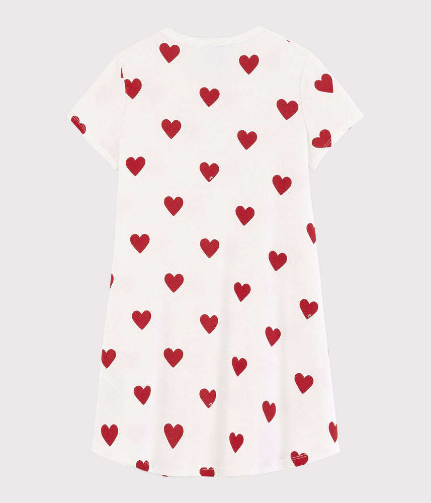 Chemise de nuit enfant en coton imprimé cœurs