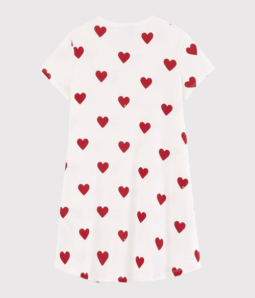 Chemise de nuit enfant en coton imprimé cœurs