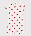Chemise de nuit enfant en coton imprimé cœurs