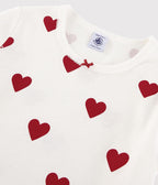 Chemise de nuit enfant en coton imprimé cœurs