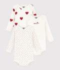 Lot de bodies manches longues cœur bébé en coton