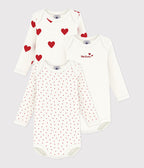 Lot de bodies manches longues cœur bébé en coton