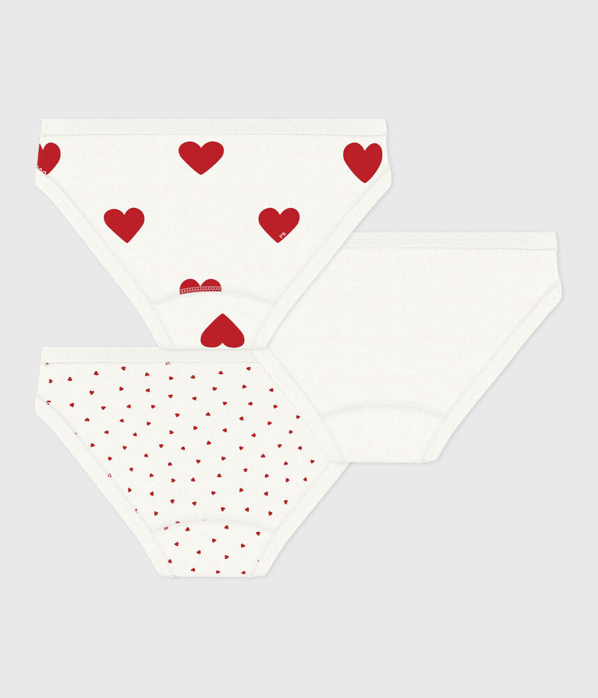 Lot de culottes enfant en coton imprimé cœurs