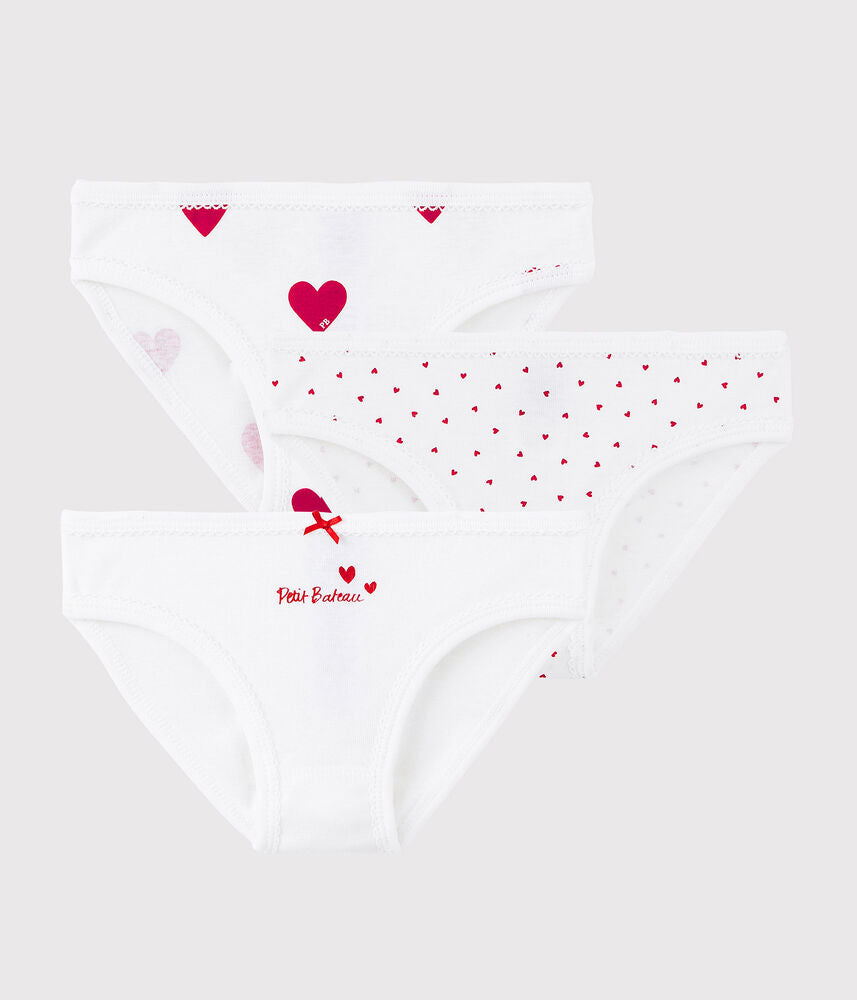 Lot de culottes enfant en coton imprimé cœurs