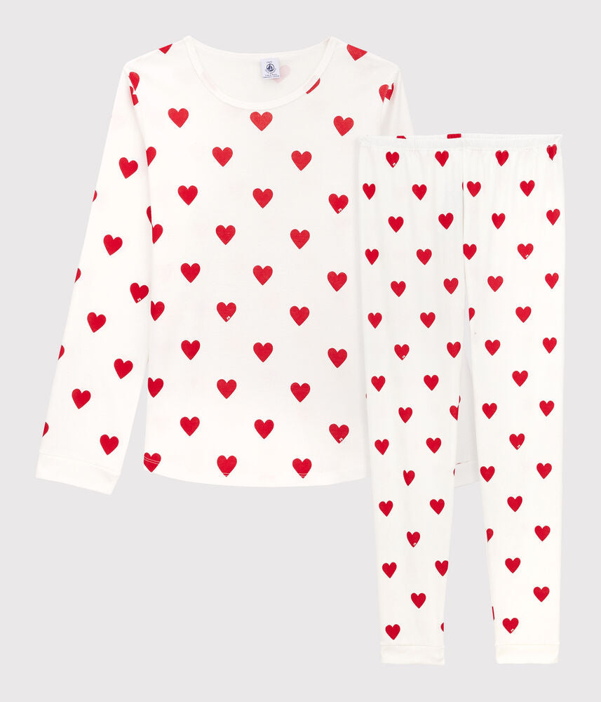 Pyjama enfant en coton imprimé cœurs
