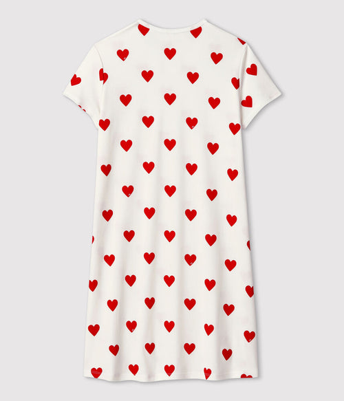 Chemise de nuit cœur fille en coton