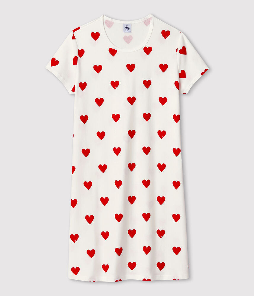 Chemise de nuit cœur fille en coton