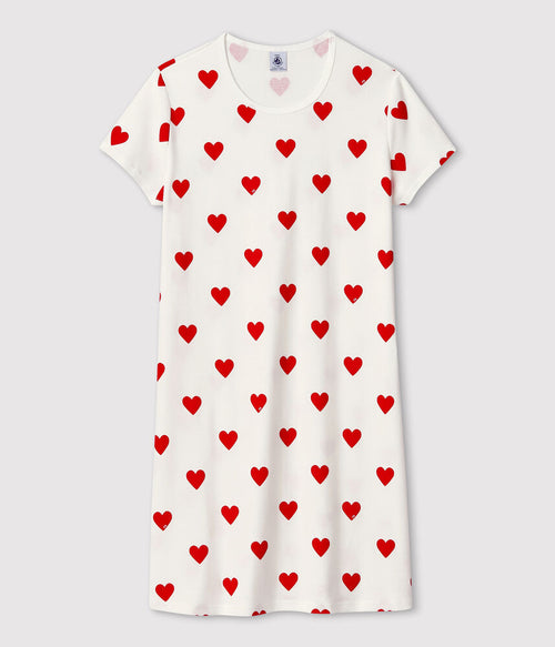 Chemise de nuit cœur fille en coton