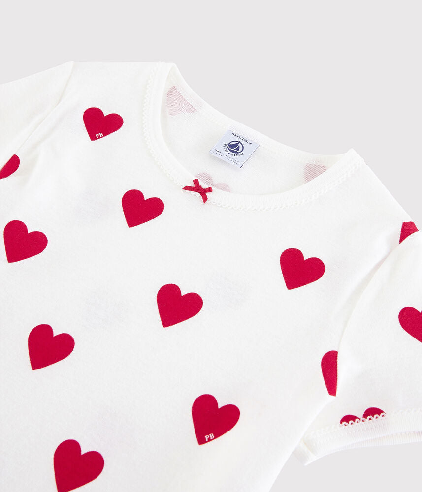 Pyjama short enfant en coton imprimé cœurs