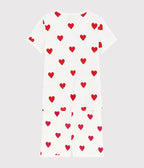 Pyjama short enfant en coton imprimé cœurs