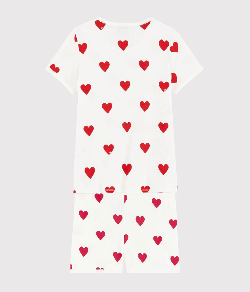 Pyjama short enfant en coton imprimé cœurs
