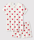 Pyjama short enfant en coton imprimé cœurs