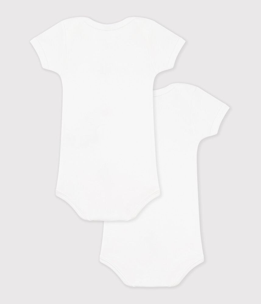 Lot de 2 bodies blancs manches courtes bébé