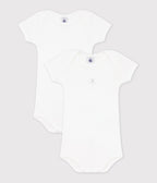 Lot de 2 bodies blancs manches courtes bébé