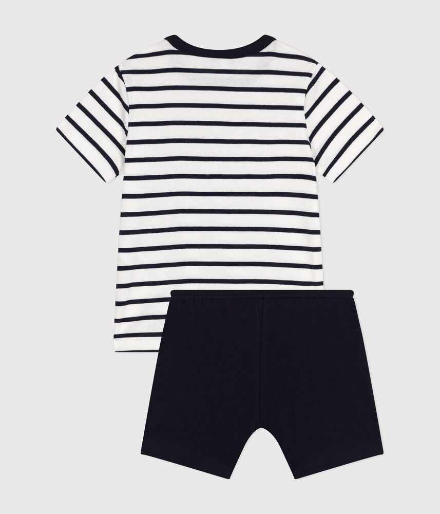 Pyjama short enfant en coton à rayures