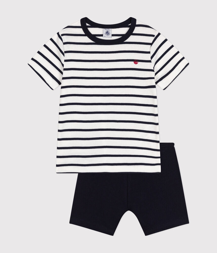 Pyjama short enfant en coton à rayures