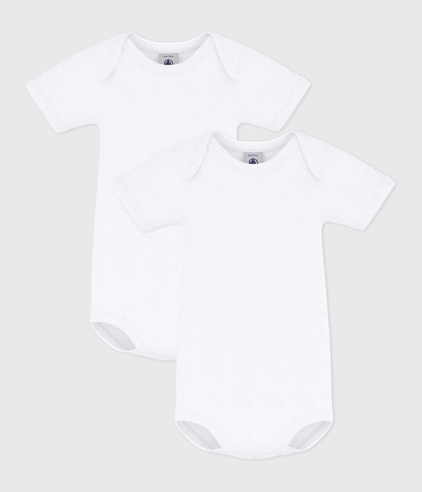 Lot de bodies manches courtes bébé en coton uni