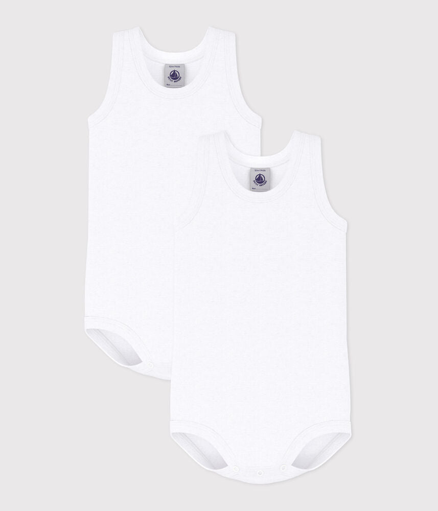 Lot de bodies sans manches bébé en coton uni