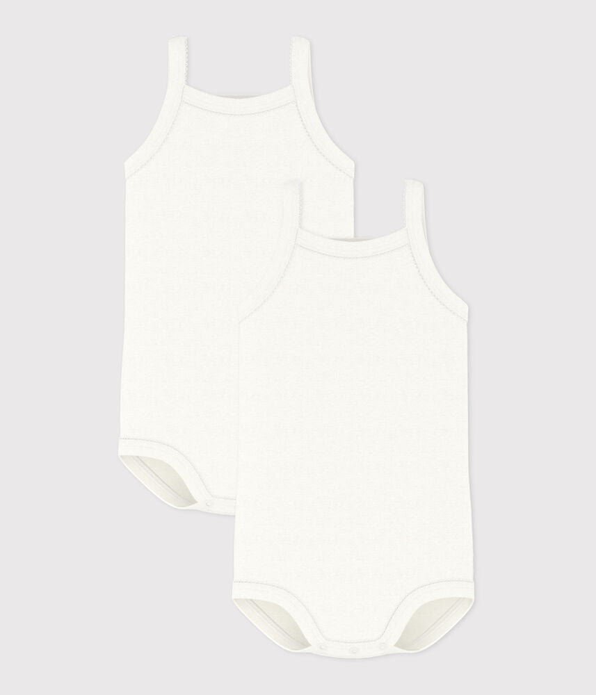 Lot de bodies bébé à bretelles en coton uni