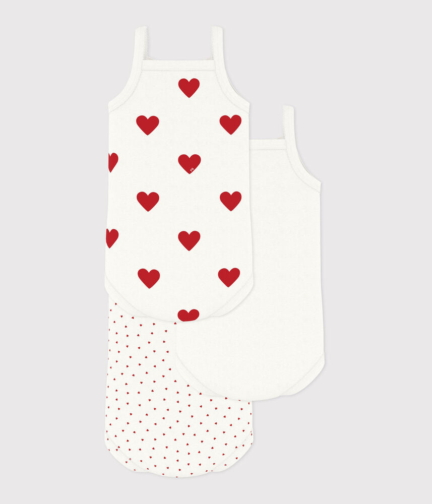 Lot de bodies à bretelles bébé en coton emblématique imprimé coeur