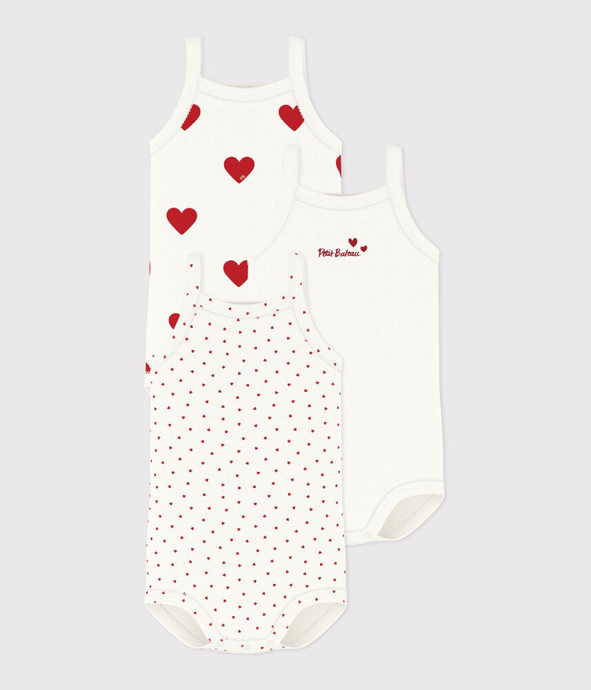 Lot de bodies à bretelles bébé en coton emblématique imprimé coeur