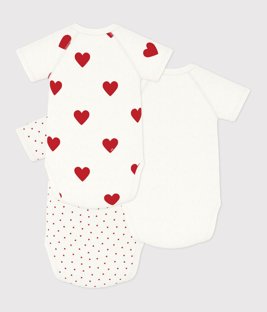 Lot de bodies croisés manches courtes bébé mixte en coton imprimé coeur