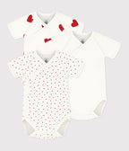 Lot de bodies croisés manches courtes bébé mixte en coton imprimé coeur