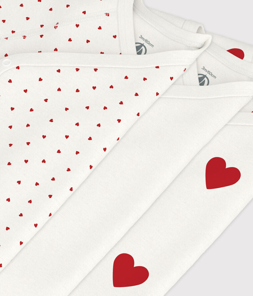 Lot de bodies croisés manches courtes bébé mixte en coton imprimé coeur