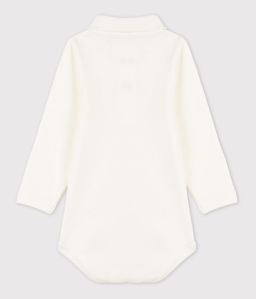 Body bébé col polo en coton uni