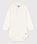 Body bébé col polo en coton uni