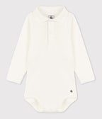 Body bébé col polo en coton uni