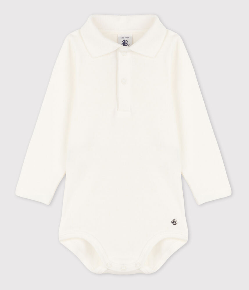 Body bébé col polo en coton uni