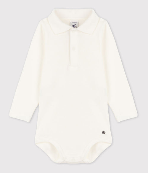 Body bébé col polo en coton uni