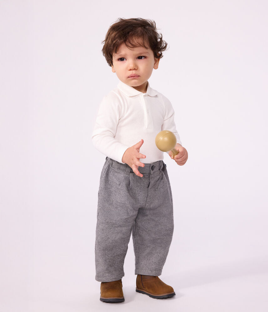 Body bébé col polo en coton uni