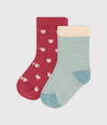 Lot de 2 paires de chaussettes cœurs en jersey de coton bébé
