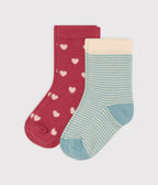 Lot de 2 paires de chaussettes cœurs en jersey de coton bébé