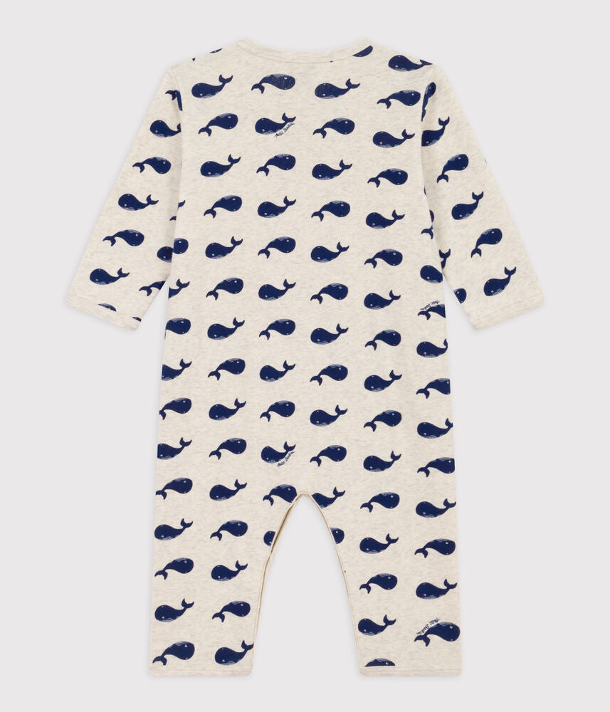 Pyjama sans pieds baleines marines en coton