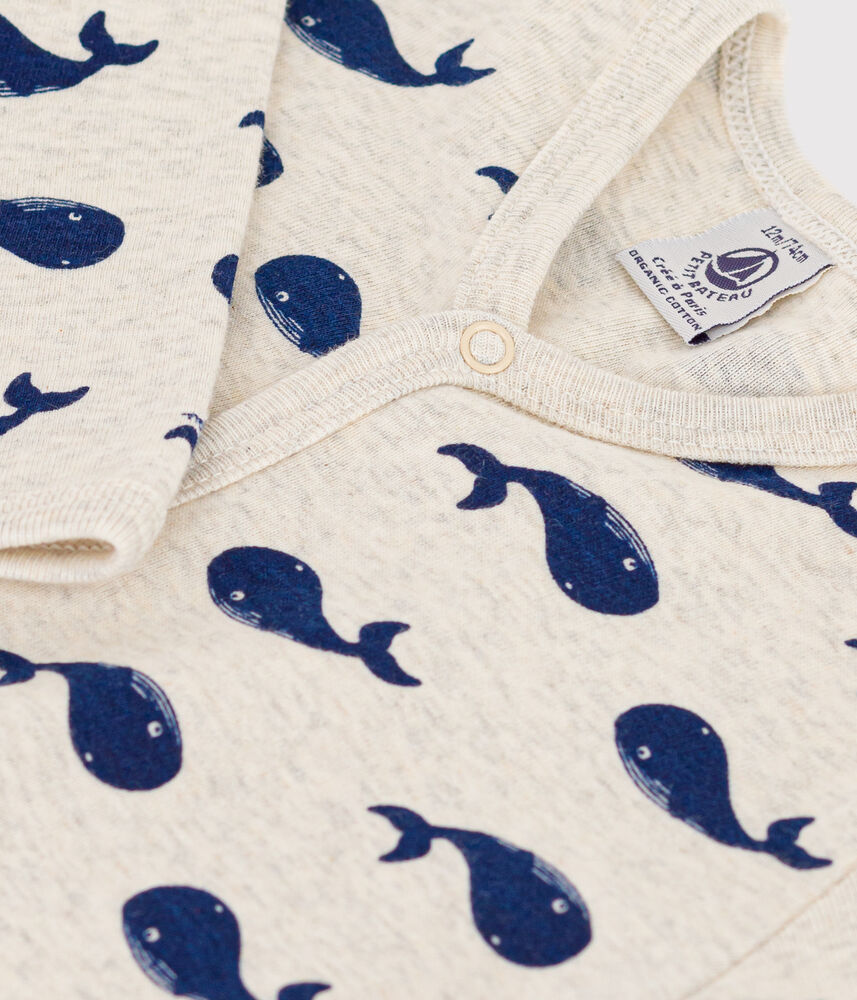 Pyjama sans pieds baleines marines en coton