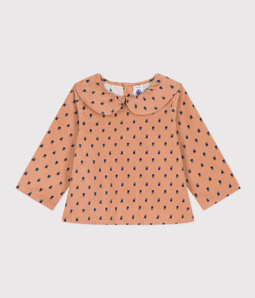 Blouse manches longues en velours bébé