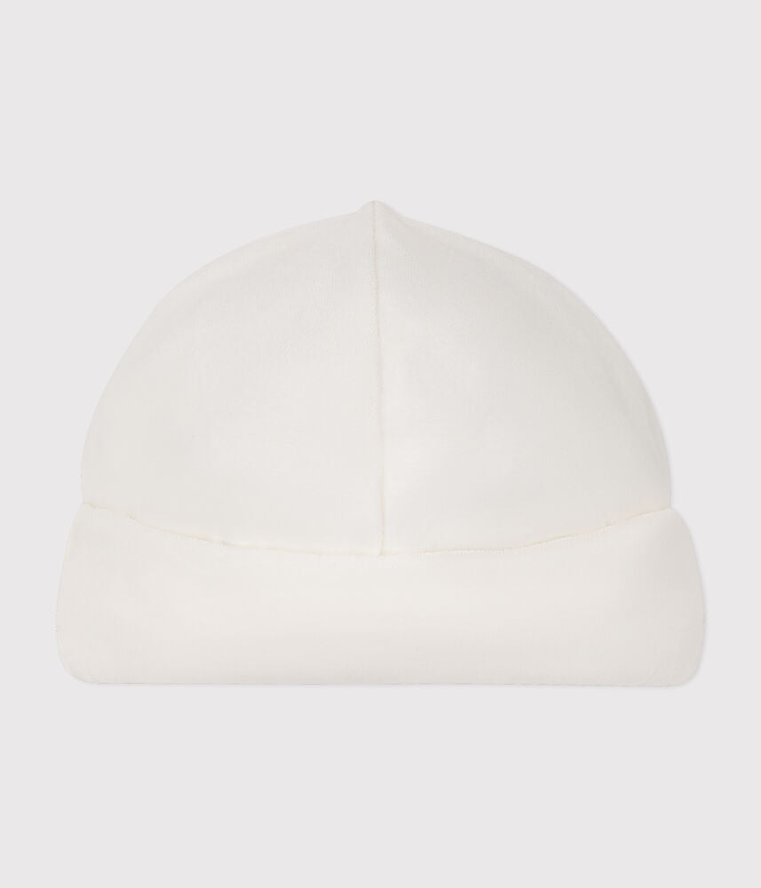 Bonnet naissance bébé en velours uni en coton