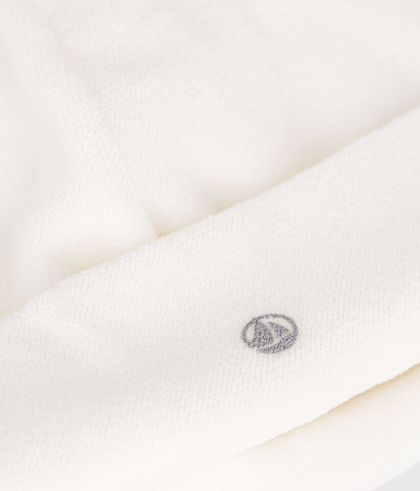 Bonnet naissance bébé en velours uni en coton